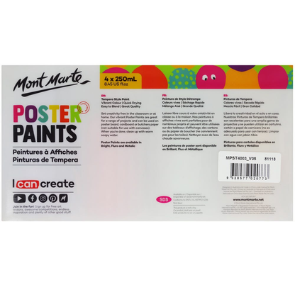 Mont Marte Kids Poster Paint 250ml 4pce - Metallic image 4