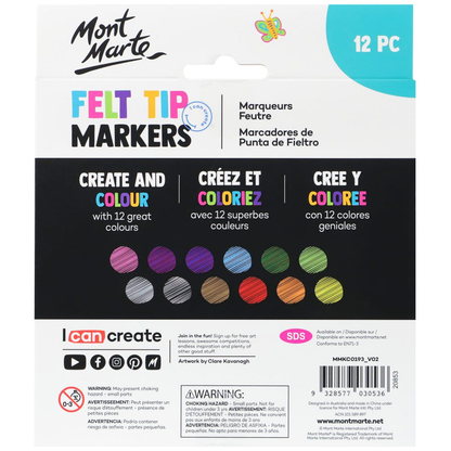 Mont Marte Kids Felt Tip Markers 12pce - Basics image 6