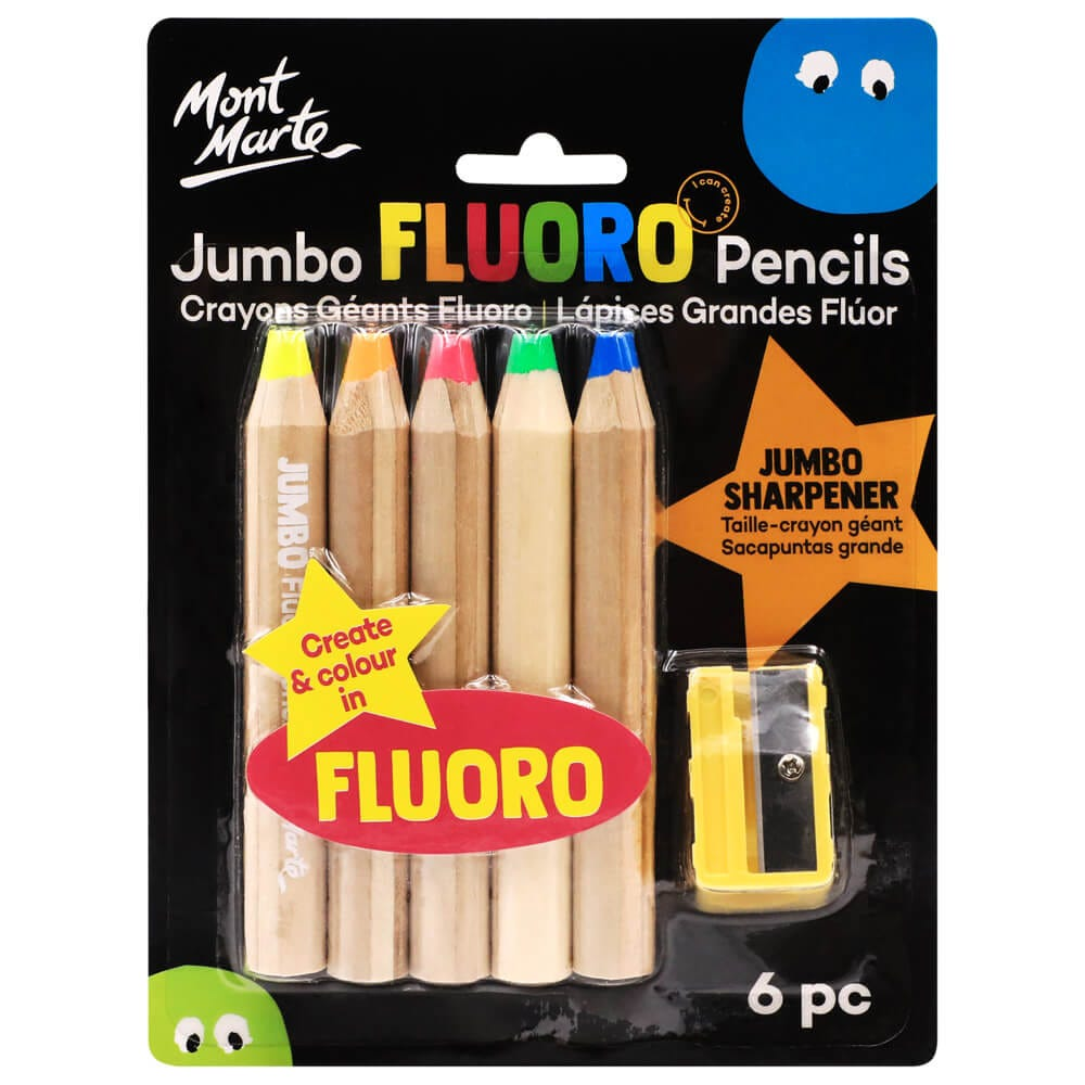 Mont Marte Jumbo Neon Pencils with Sharpener 6pce image 6