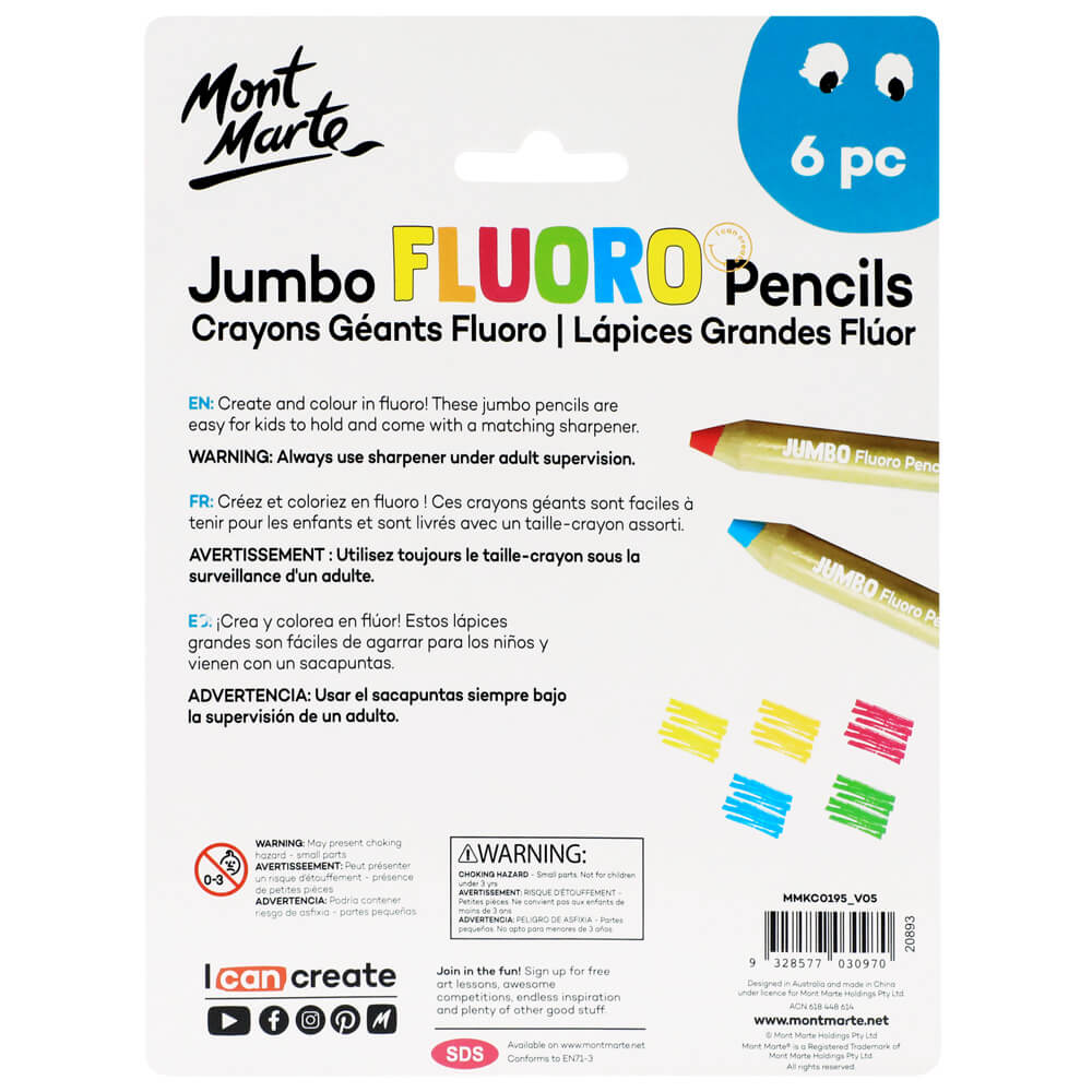 Mont Marte Jumbo Neon Pencils with Sharpener 6pce image 5