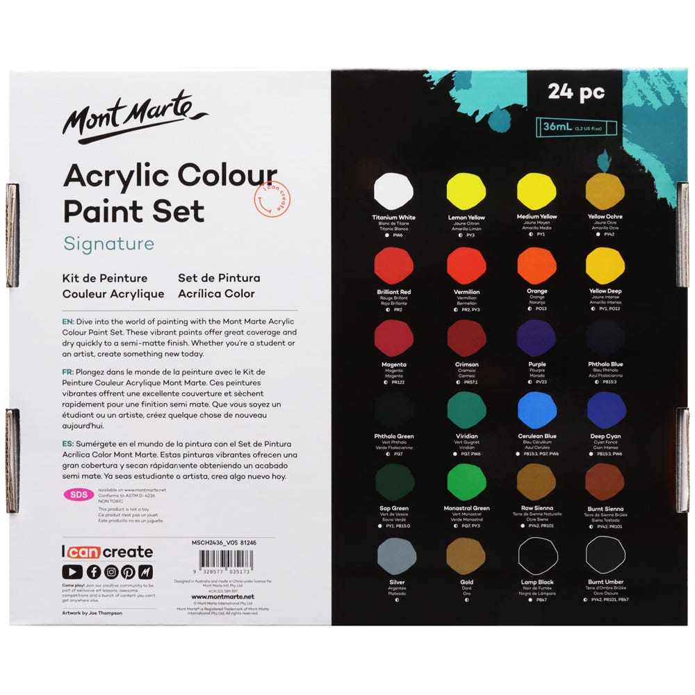 Mont Marte Acrylic Colour Paint Set 24pc x 36ml image 5