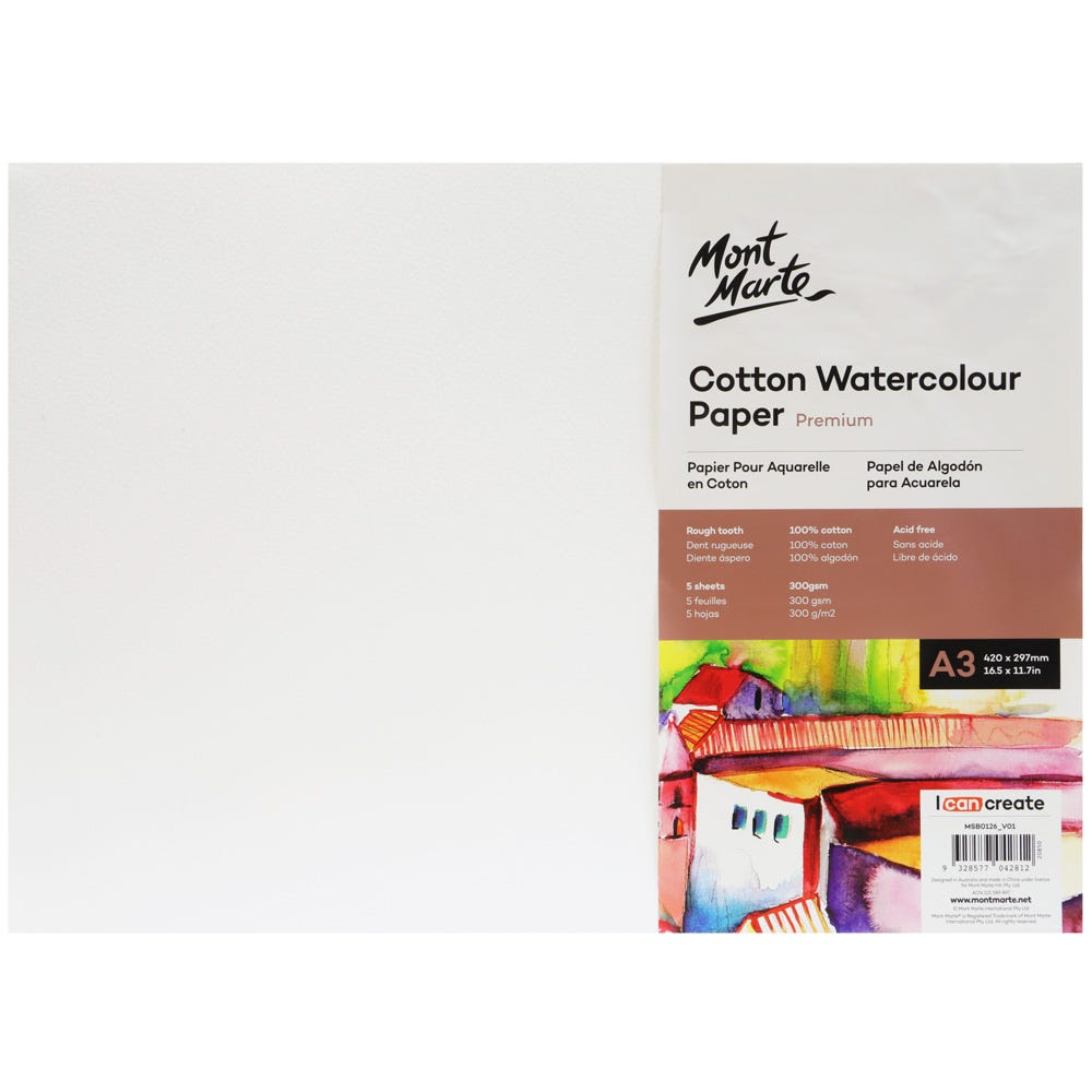 Mont Marte Cotton Watercolour Paper 300gsm 5 sheets image 3
