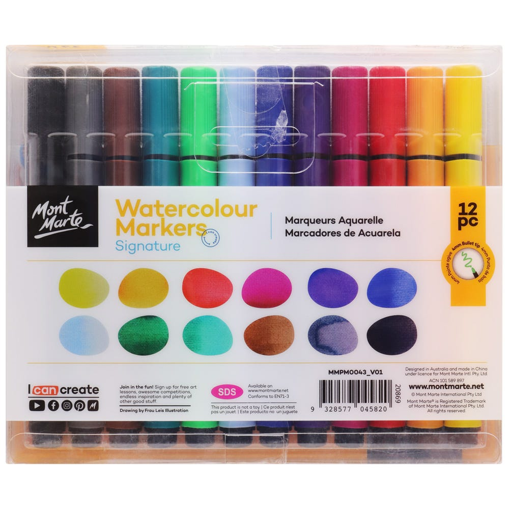 Mont Marte Watercolour Markers 12pc Tri Grip image 6