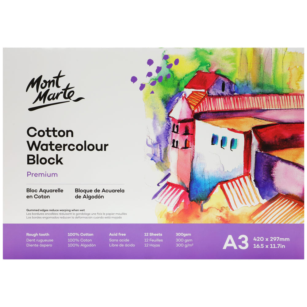 Mont Marte Cotton Watercolour Block 300gsm 12 sheets image 4