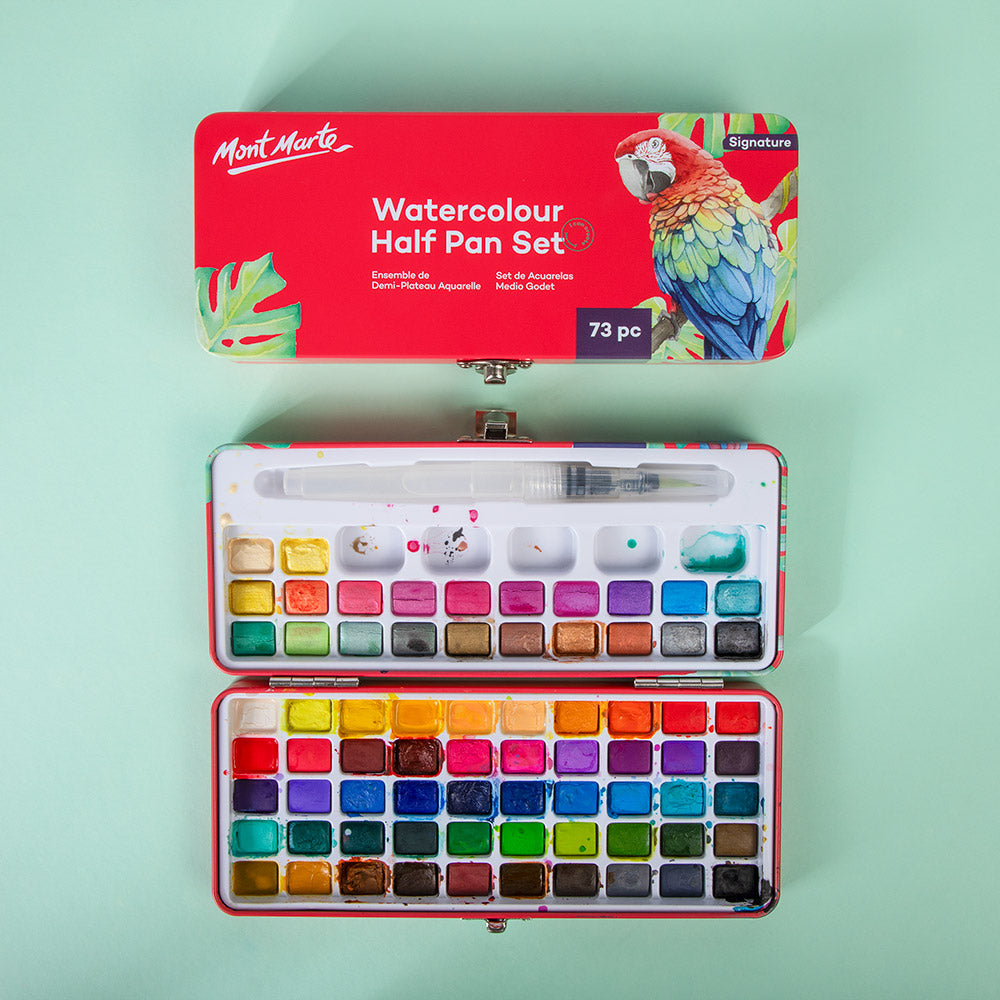 Mont Marte Watercolour Half Pan Set 73pc in Tin image 12