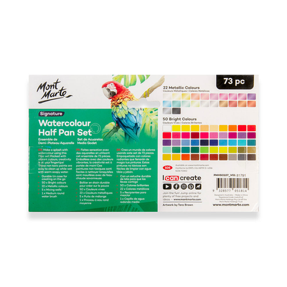 Mont Marte Watercolour Half Pan Set 73pc in Tin image 11