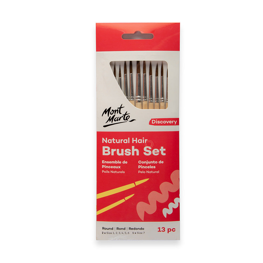 Mont Marte Natural Hair Round Brush Set 13pc image 6
