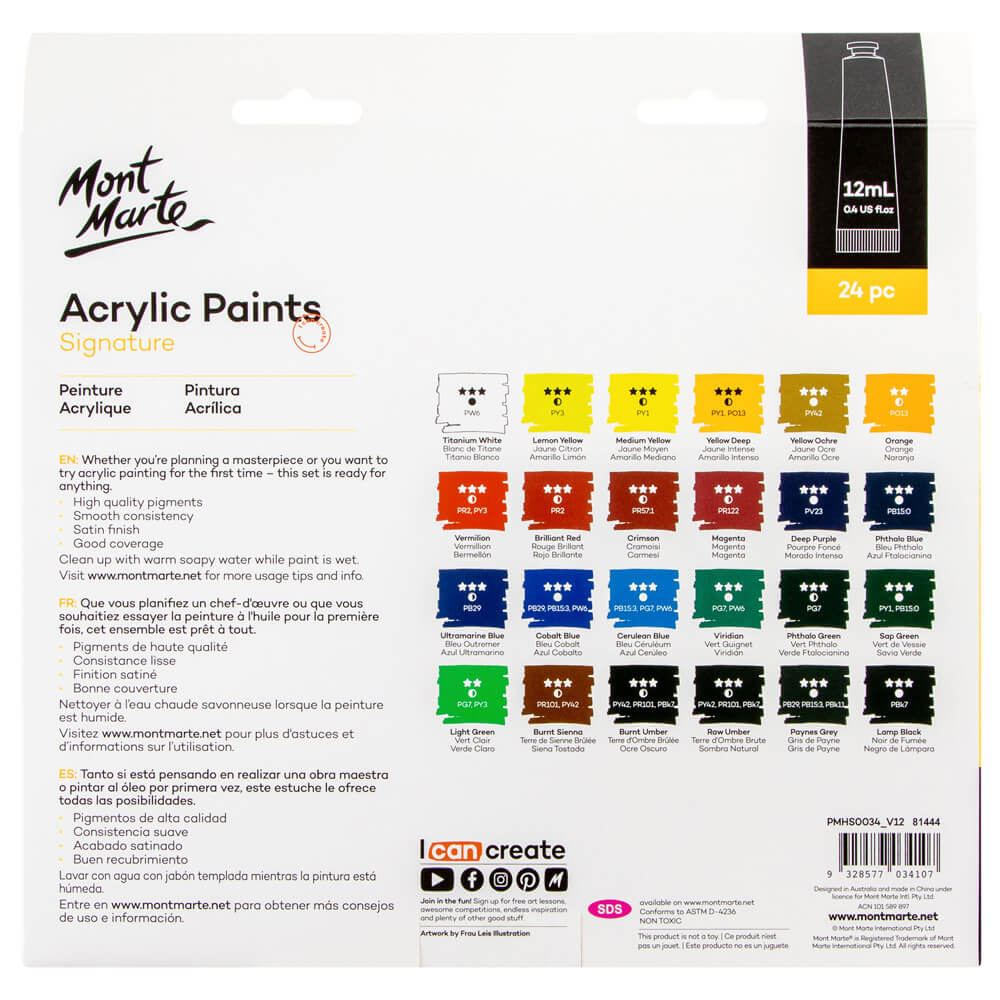 Mont Marte Acrylic Paints 24pce x 12ml image 3