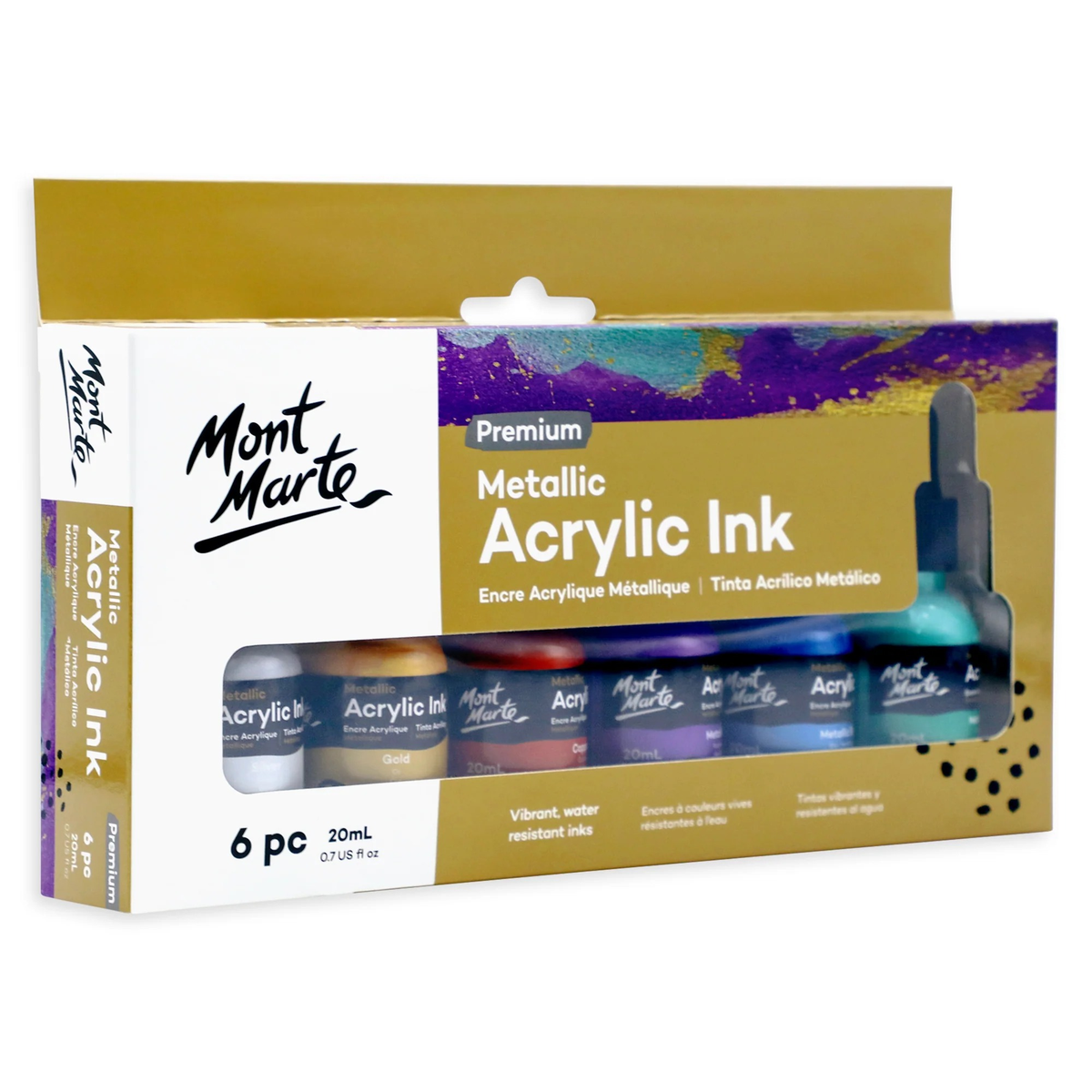 Mont Marte Metallic Acrylic Ink 6pc x 20ml