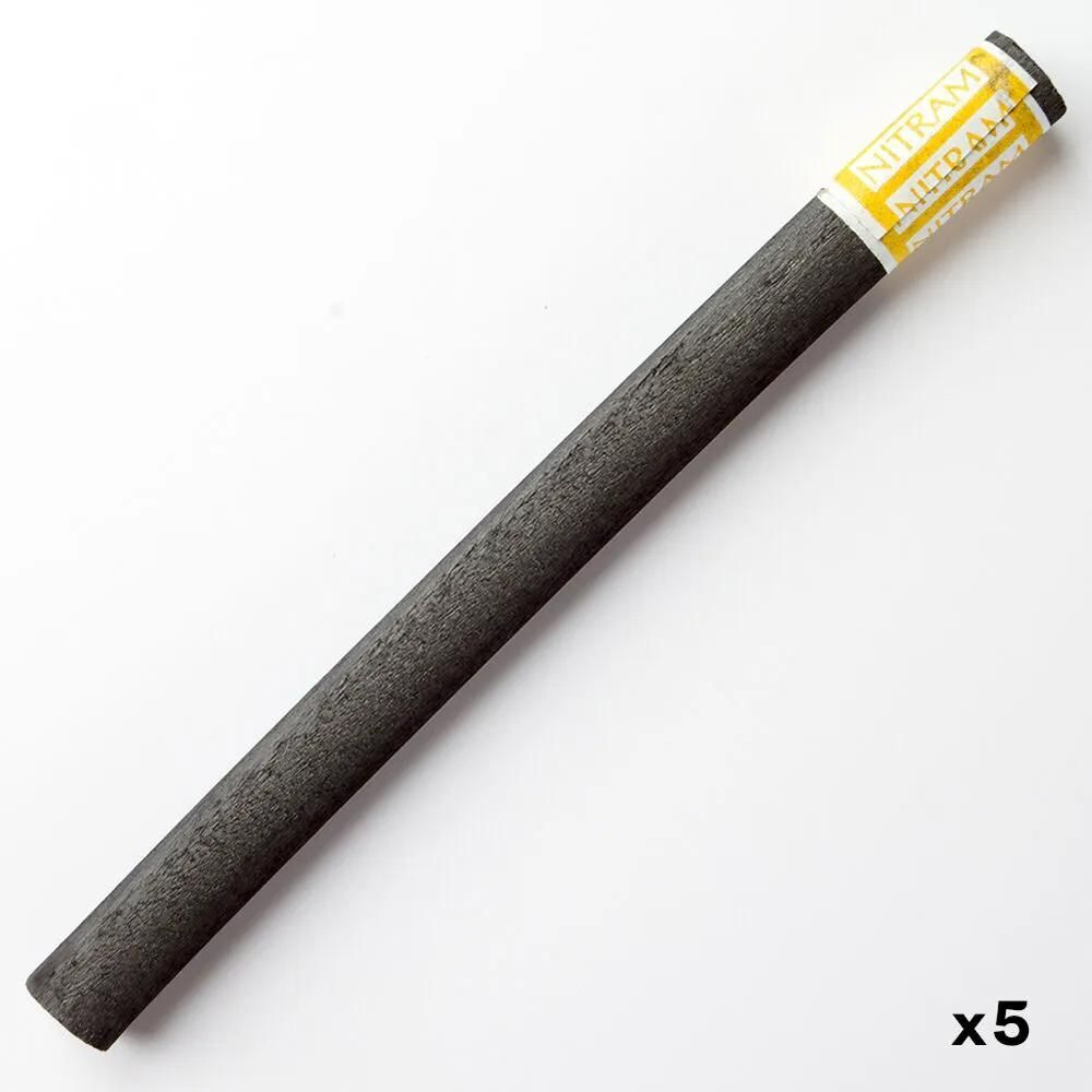 Nitram Fine Charcoal Baton Epais 5 x Soft Round 12mm image 4