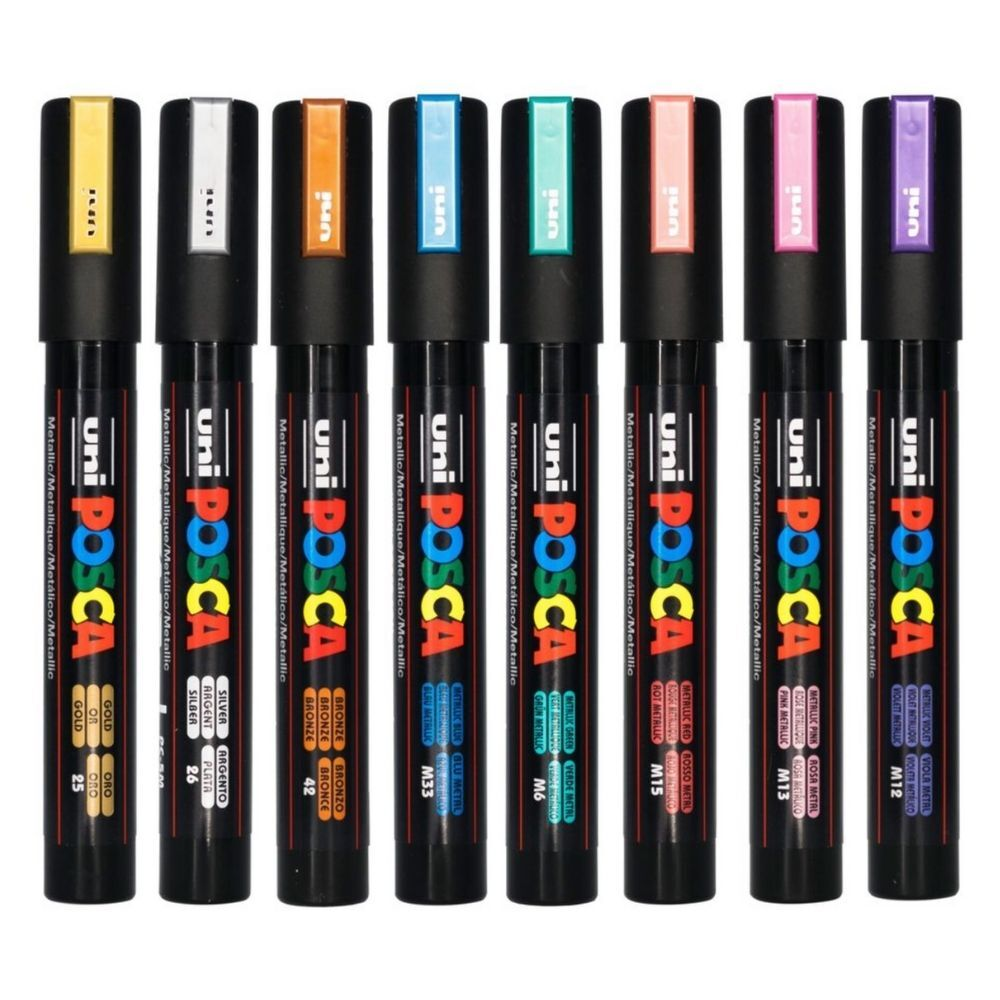 POSCA 5M MEDIUM Paint Markers Pack of 8 - Metallic image 3