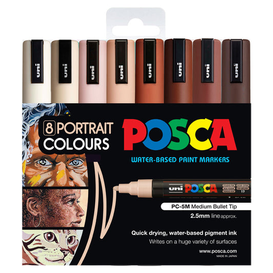 Posca 5M Portrait Colours Pack of 8 Default Title