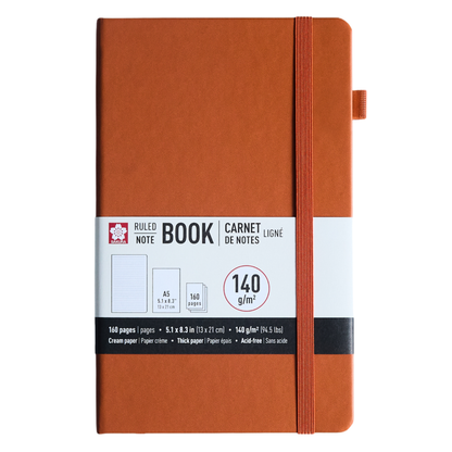 Sakura Ruled Hard Cover Notebook A5 - 13x21cm Amber