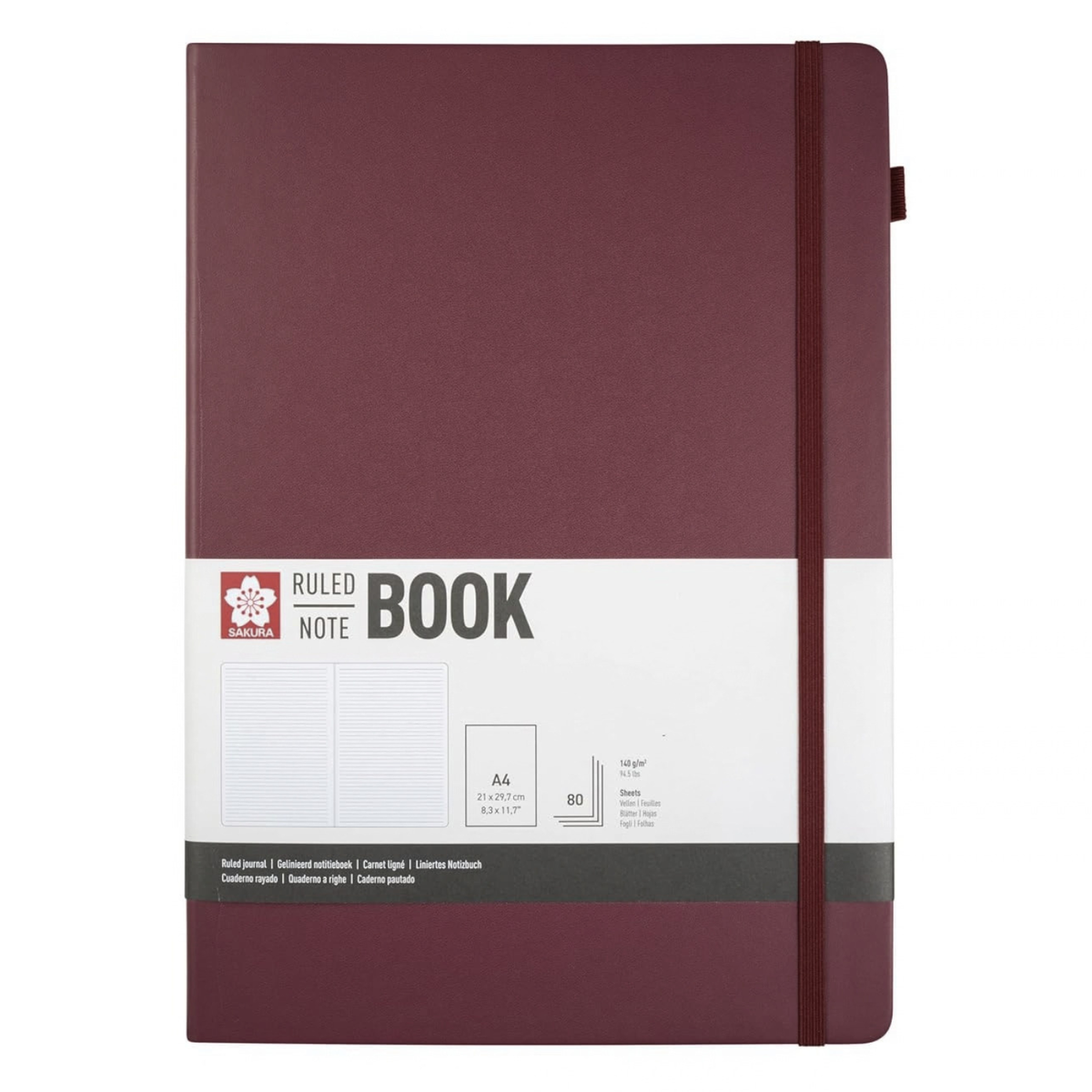 Sakura Ruled Hard Cover Notebook A4 MULBERRY