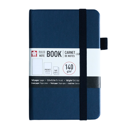 Sakura Ruled Hard Cover Notebook A6 - 9x14cm Deep Indigo
