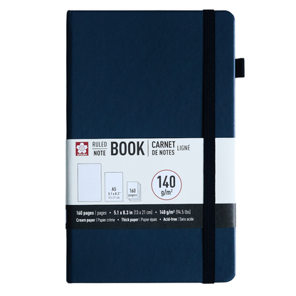 Sakura Ruled Hard Cover Notebook A5 - 13x21cm Deep Indigo