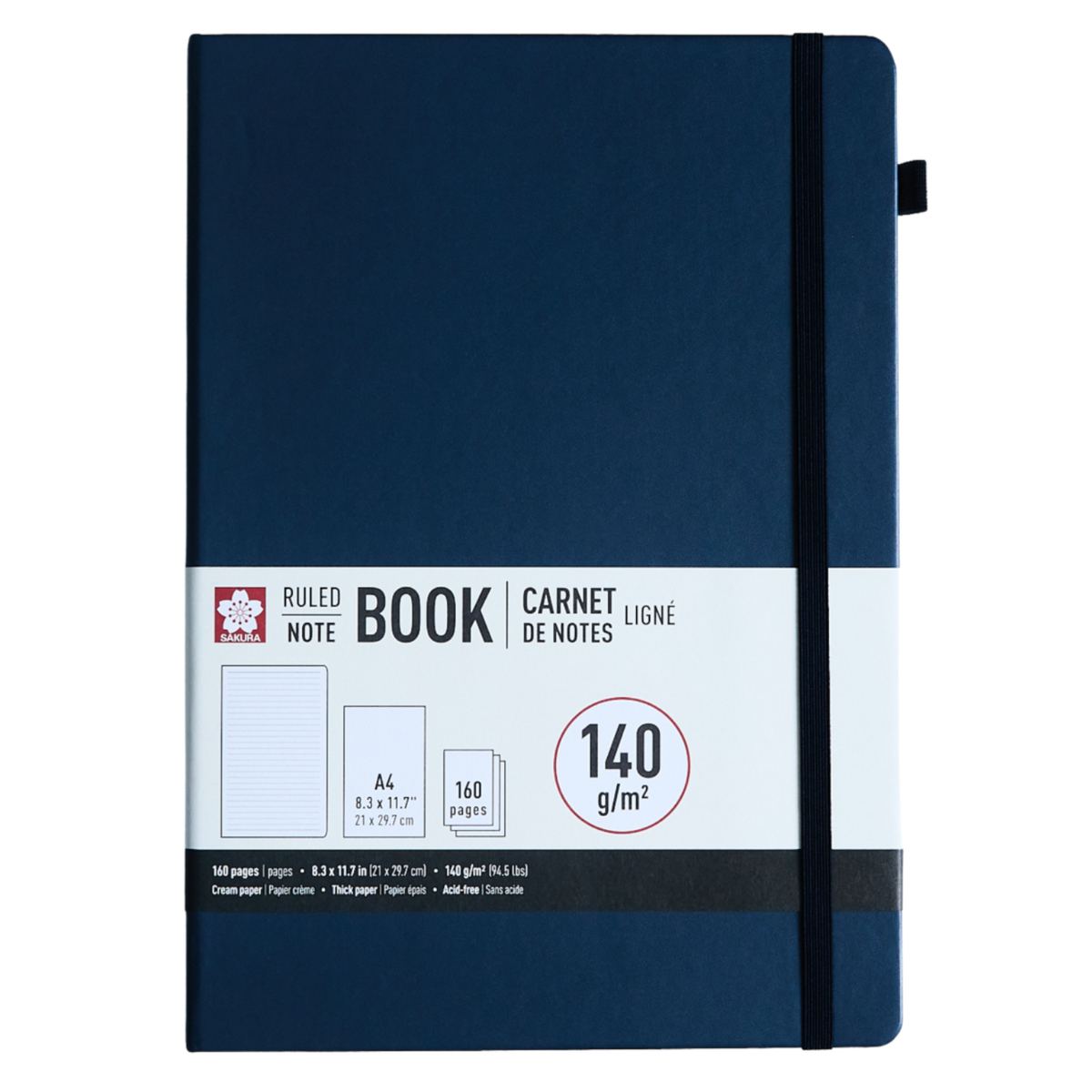 Sakura Ruled Hard Cover Notebook A4 Deep Indigo