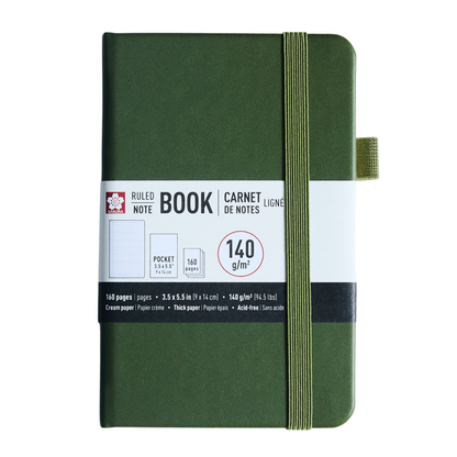 Sakura Ruled Hard Cover Notebook A6 - 9x14cm Pine Needle