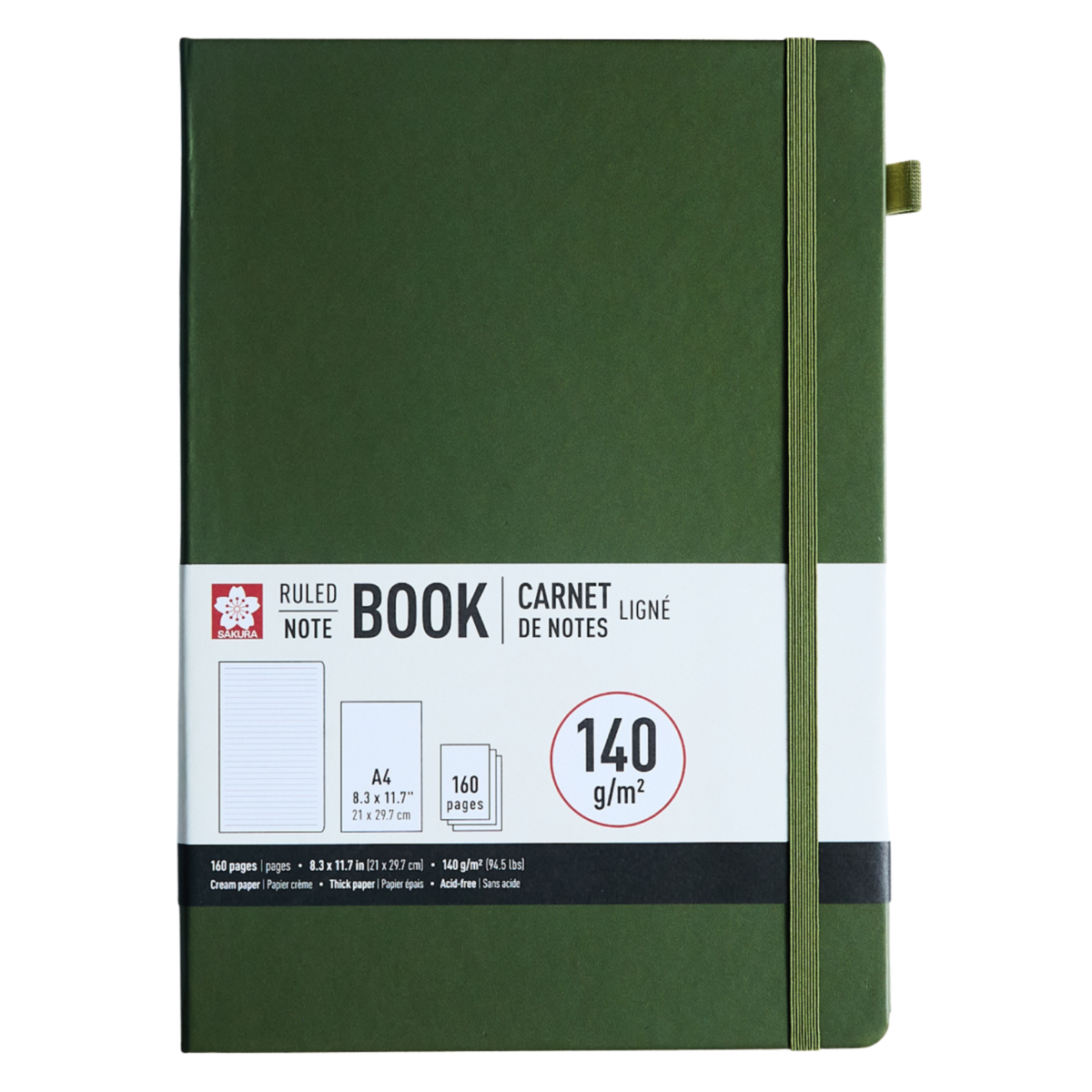 Sakura Ruled Hard Cover Notebook A4 Pine Needle