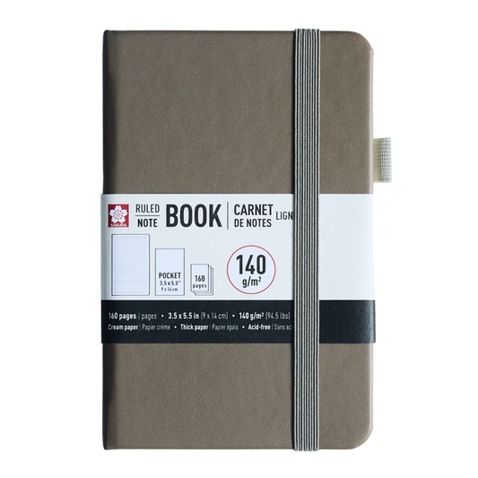 Sakura Ruled Hard Cover Notebook A6 - 9x14cm Cinder