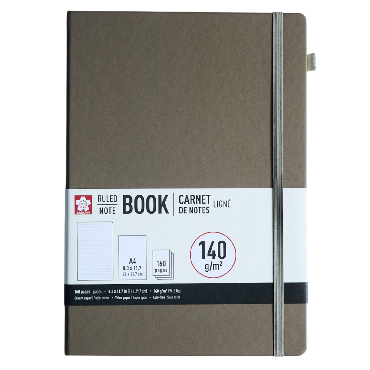 Sakura Ruled Hard Cover Notebook A4 Cinder