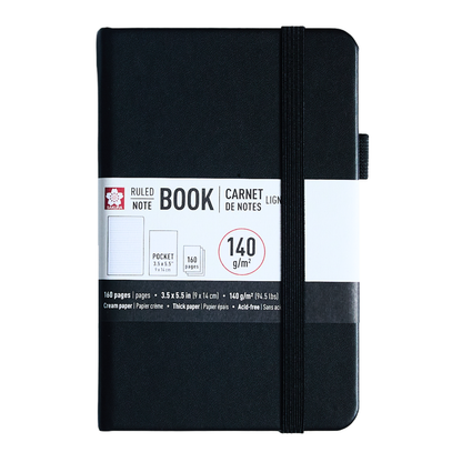 Sakura Ruled Hard Cover Notebook A6 - 9x14cm BLACK