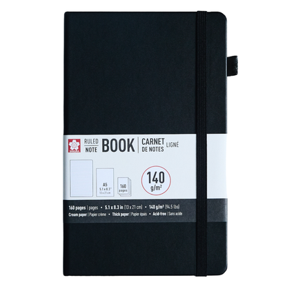 Sakura Ruled Hard Cover Notebook A5 - 13x21cm BLACK