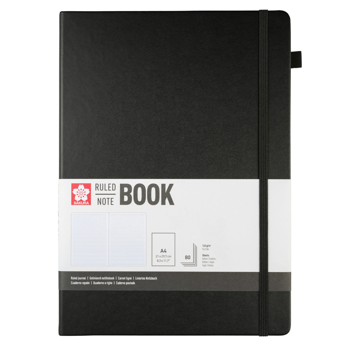 Sakura Ruled Hard Cover Notebook A4 BLACK