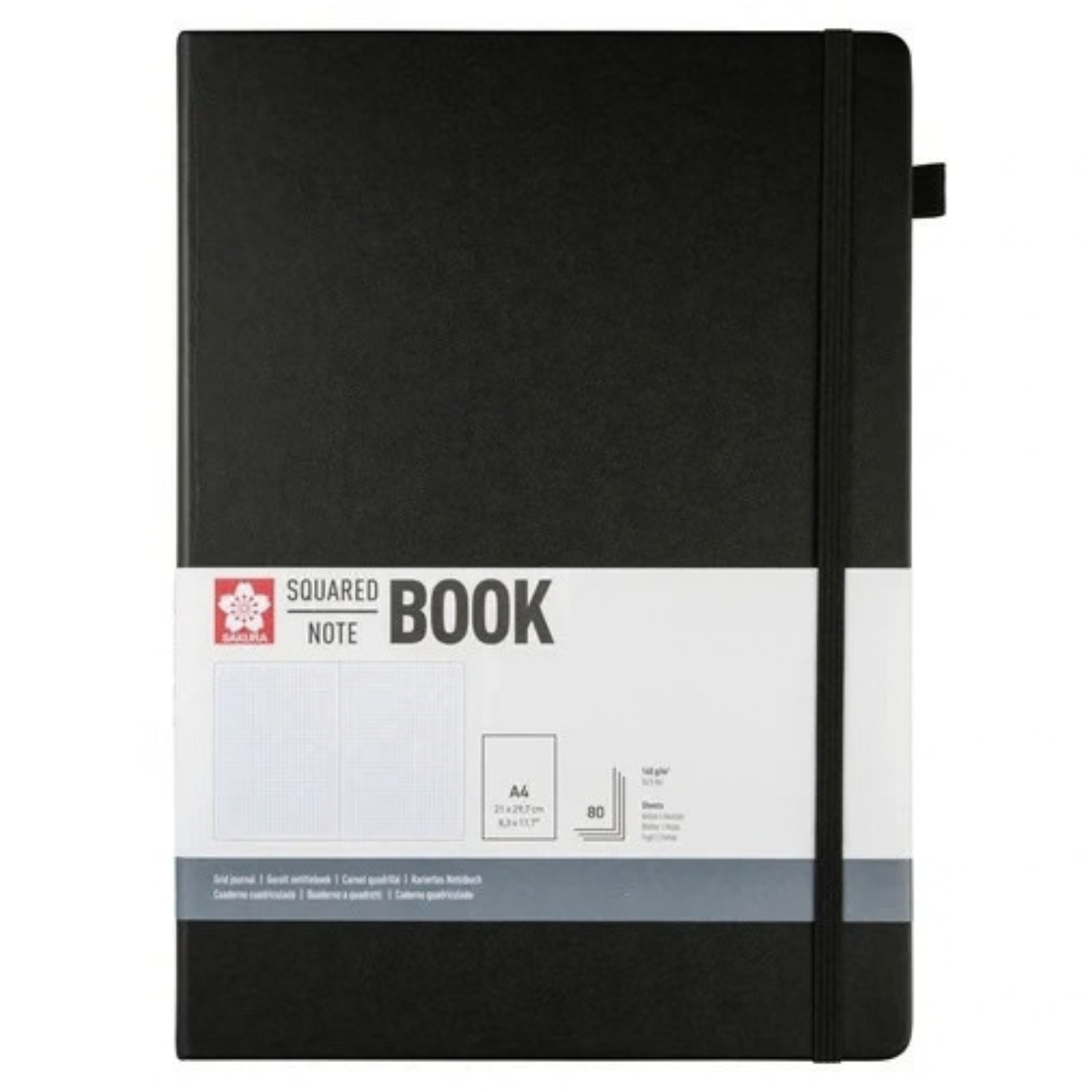 Sakura Squared Hard Cover Notebook A4 - 21x30cm BLACK