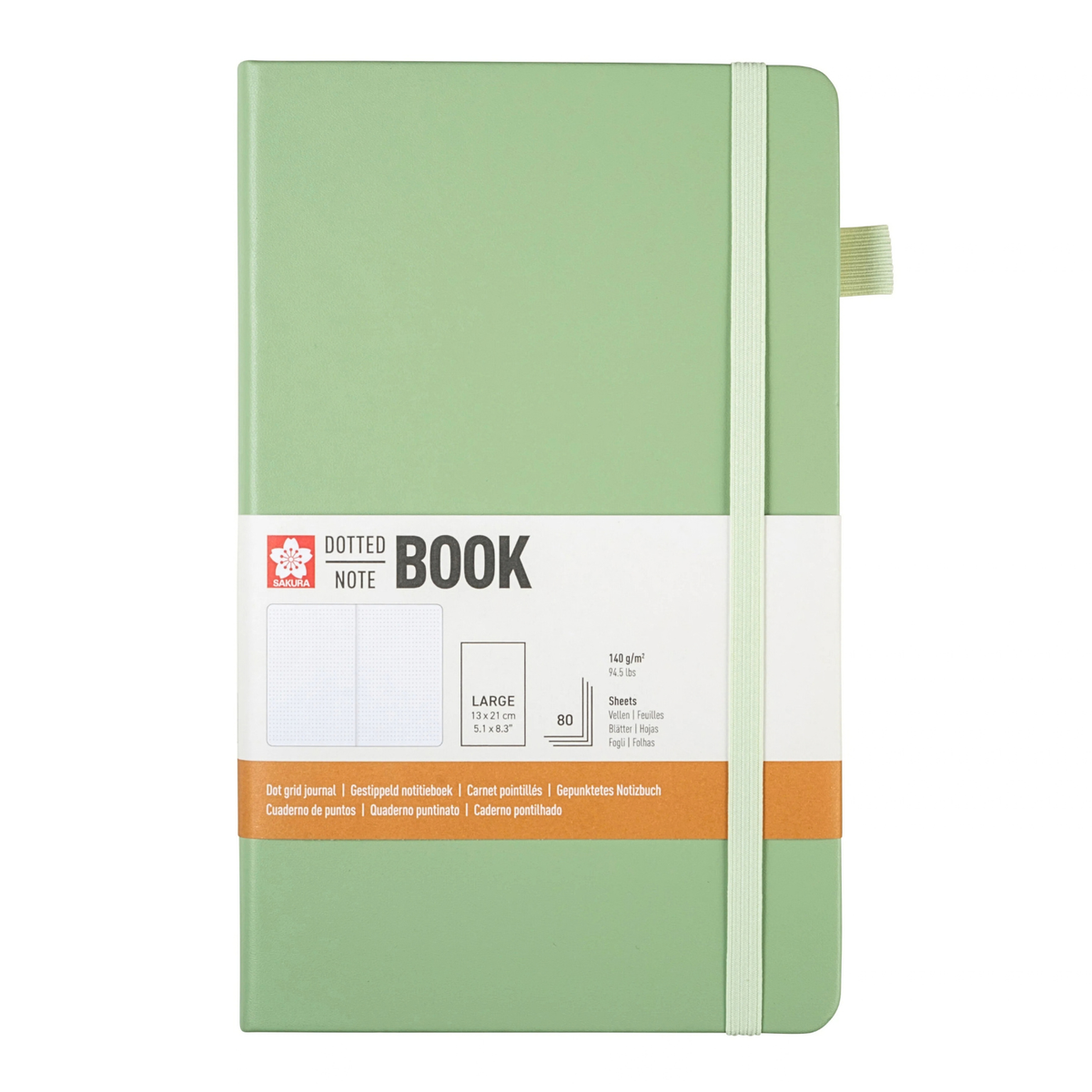 Sakura Dotted Hard Cover Notebook 13x21cm Pale Patina