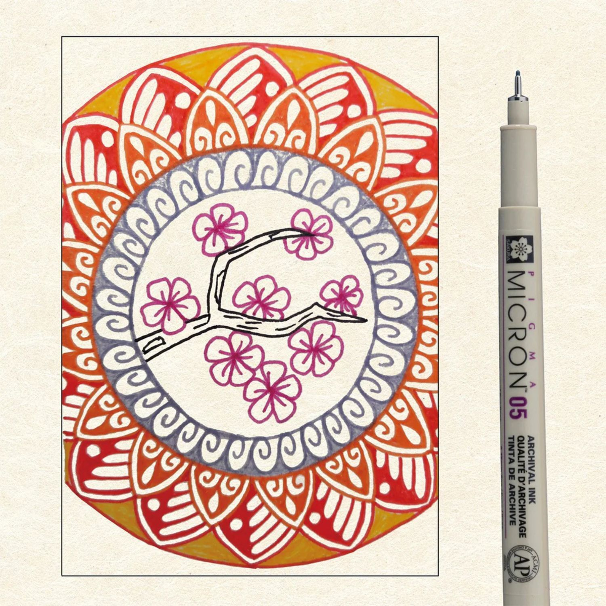 Sakura Pigma Micron 6pc 05 Mandala Set A (Warm Tones)