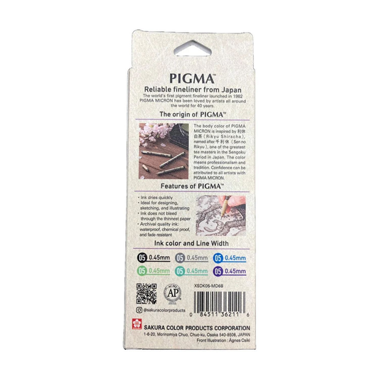 Sakura Pigma Micron 6pc 05 Mandala Set B (Cool Tones)