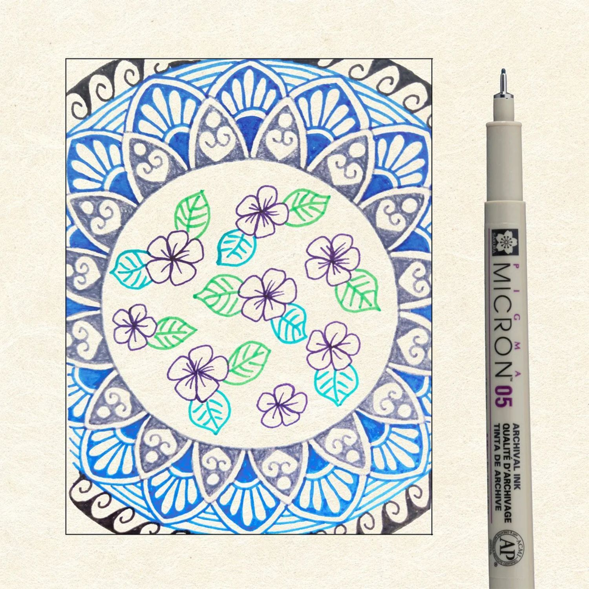 Sakura Pigma Micron 6pc 05 Mandala Set B (Cool Tones)