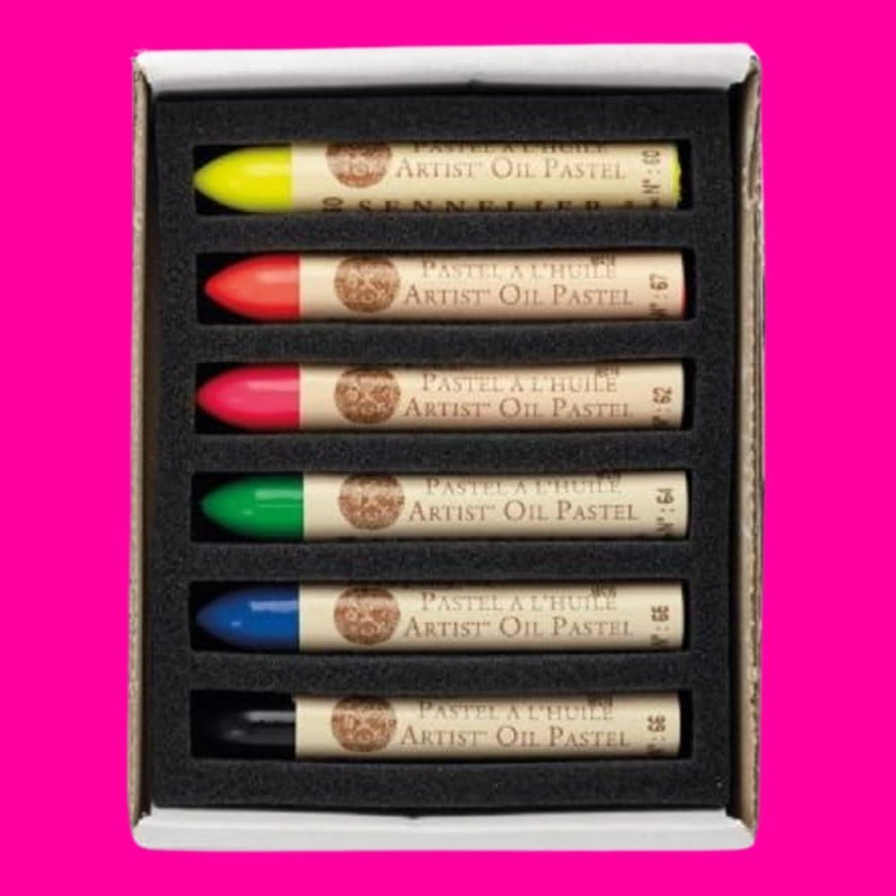 Sennelier Oil Pastels Box of 6 - Fluorescent image 3