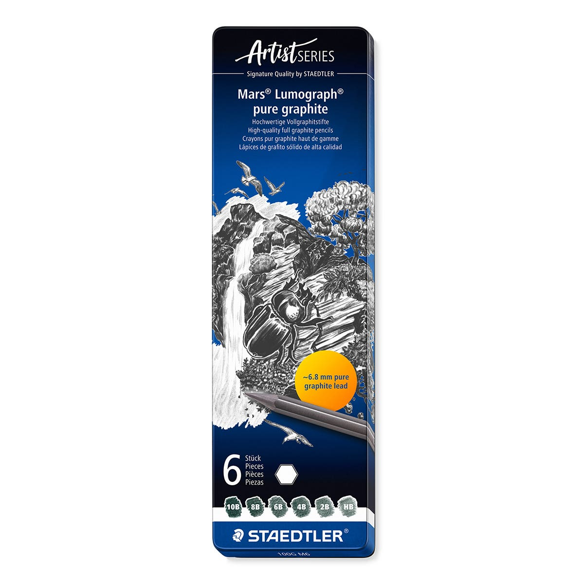 Staedtler Mars Lumograph Pure Graphite Tin of 6