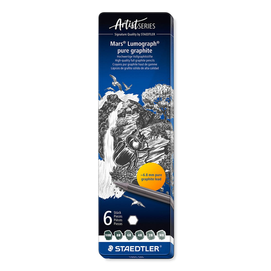 Staedtler Mars Lumograph Pure Graphite Tin of 6 image 1