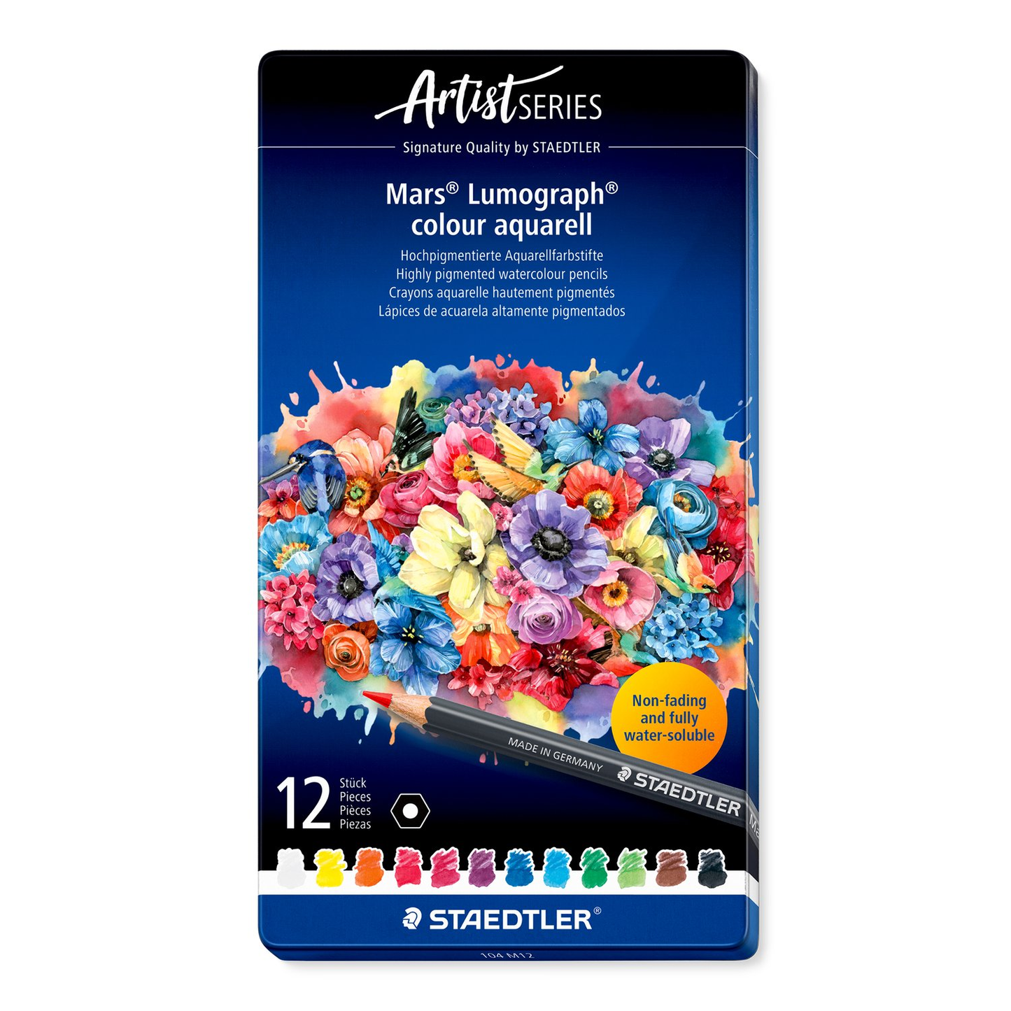 Staedtler Mars Lumograph Colour Aquarell 104 - Tin of 12