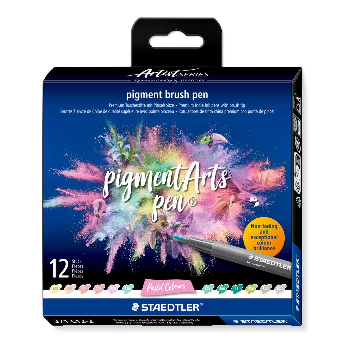 Staedtler Pigment Arts Brush Pen 371 - Pastel Colours 12 pcs