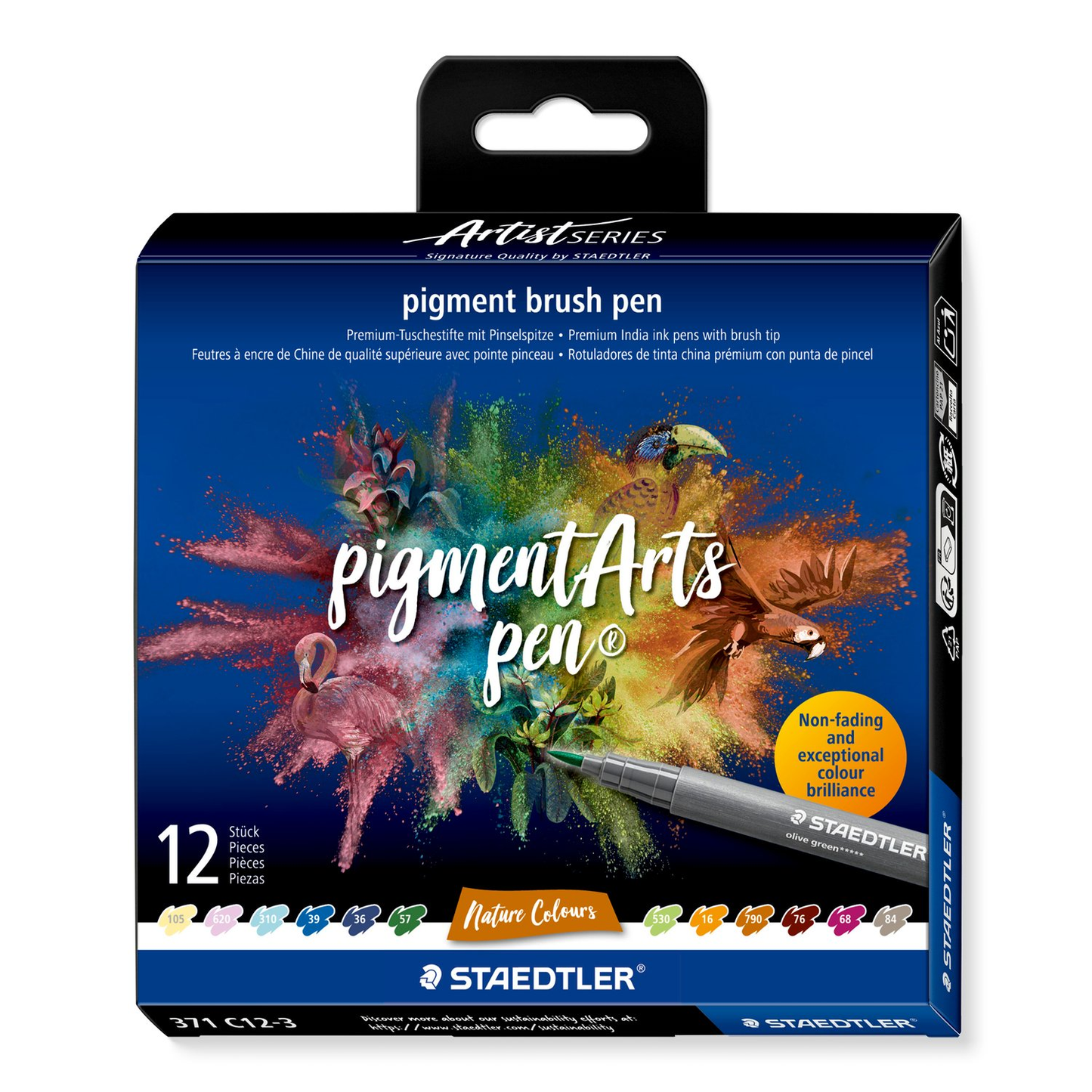 Staedtler Pigment Arts Brush Pen 371 - Nature Colours 12 pcs