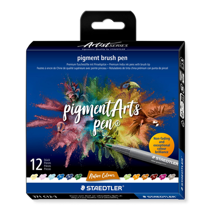 Staedtler Pigment Arts Brush Pen 371 - Nature Colours 12 pcs image 1