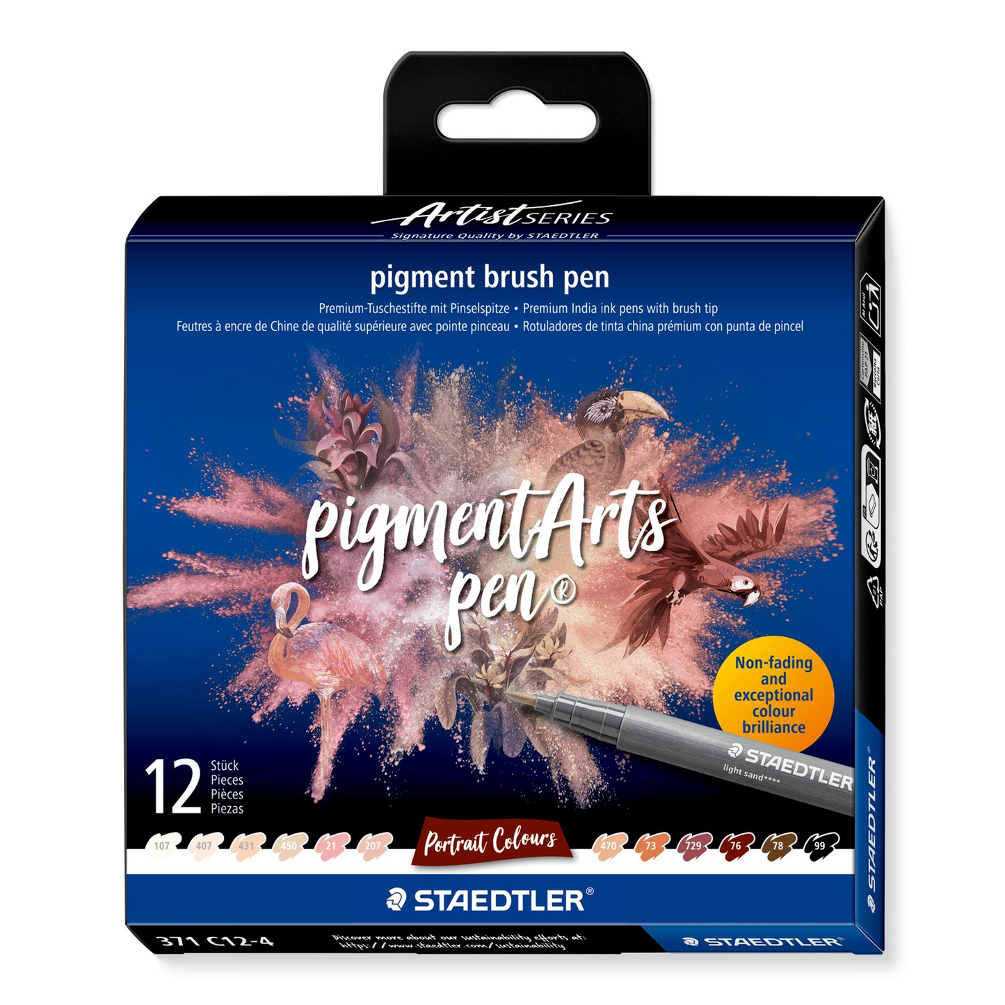 Staedtler Pigment Arts Brush Pen 371 - Portrait Colours 12 pcs