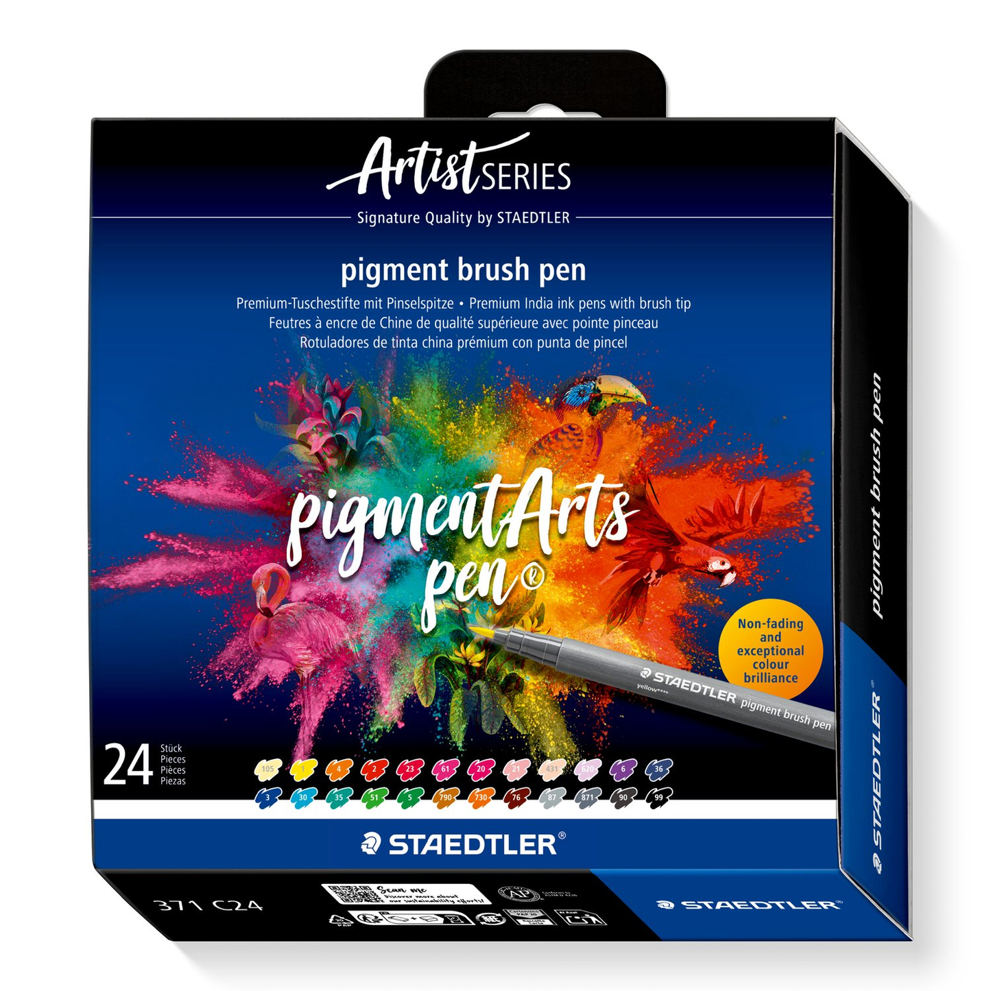 Staedtler Pigment Arts Brush Pen 371 - Assorted Colours Set 1 - 24 pcs