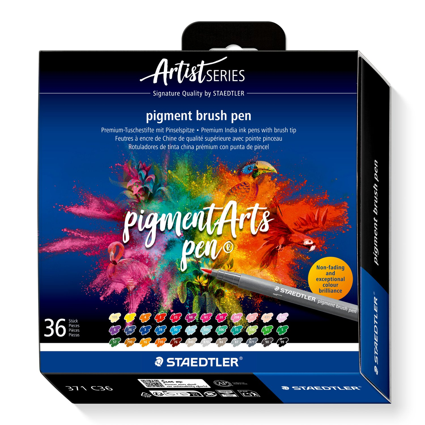 Staedtler Pigment Arts Brush Pen 371 - Assorted 36 pcs