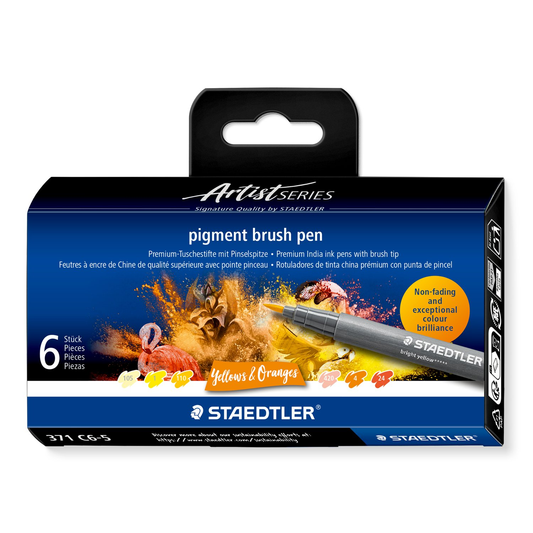 Staedtler Pigment Arts Brush Pen 371 - Yellows and Oranges 6 pcs image 1