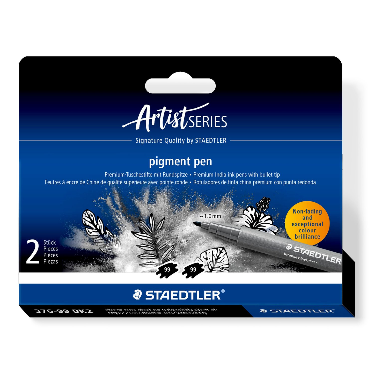 Staedtler Pigment Pen Blister card 2 pcs - Intense Black