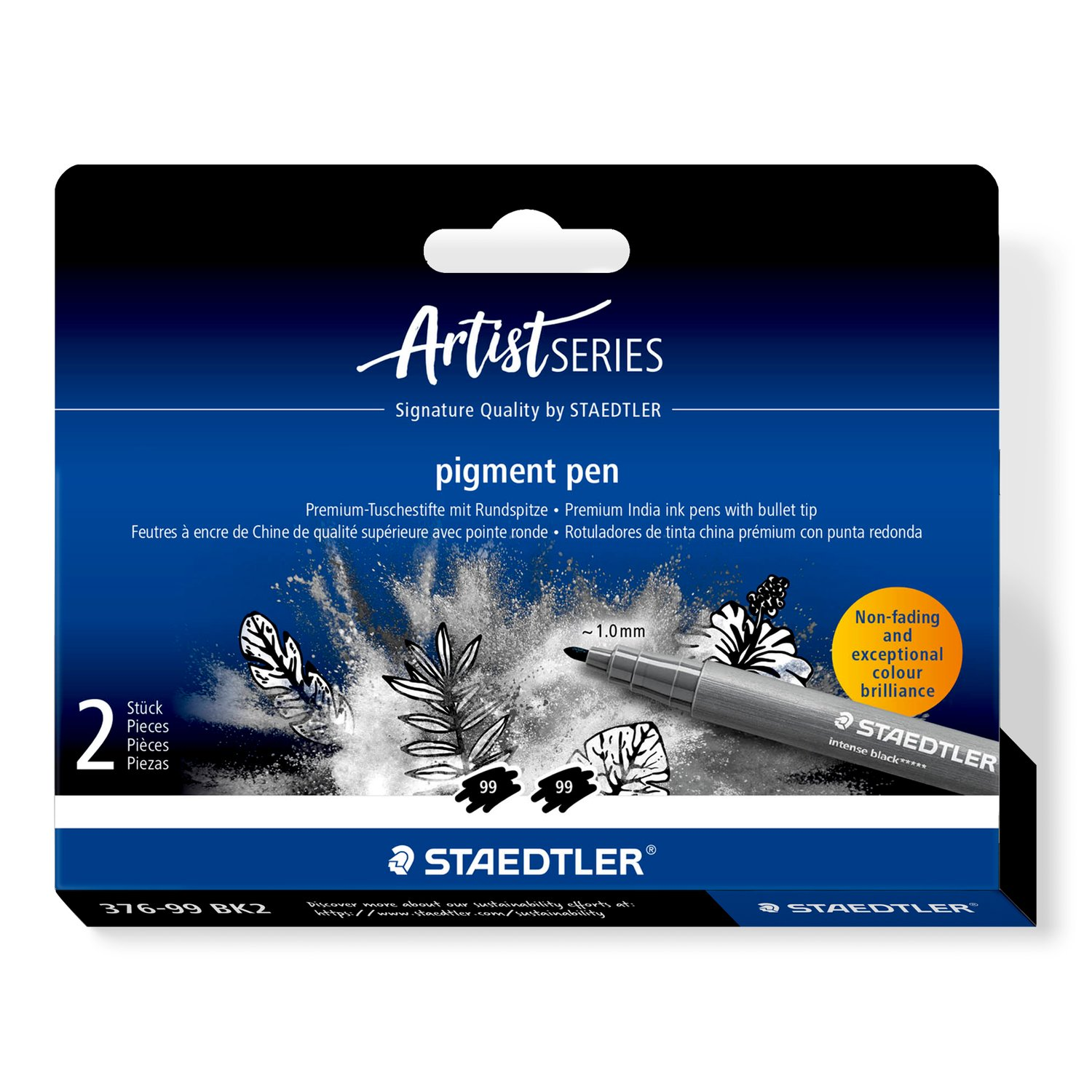 Staedtler Pigment Pen Blister card 2 pcs - Intense Black