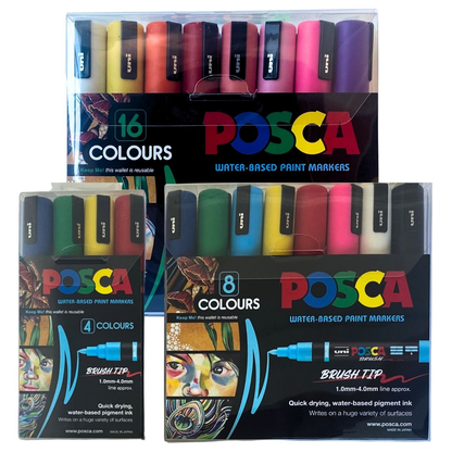 POSCA 5BR BRUSH TIP Paint Markers Pack of 4 - Assorted image 3