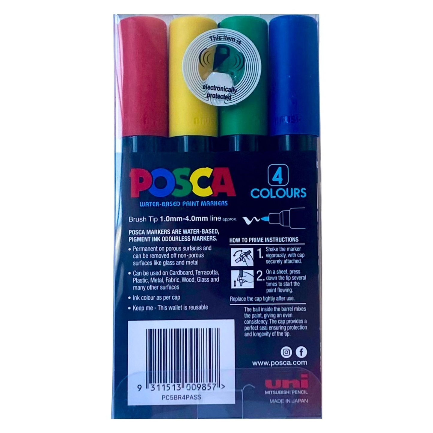 POSCA 5BR BRUSH TIP Paint Markers Pack of 4 - Assorted image 5