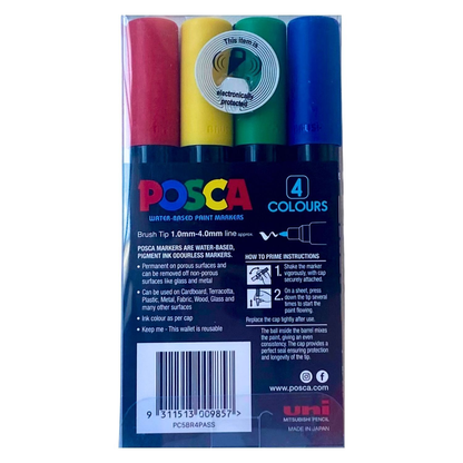 POSCA 5BR BRUSH TIP Paint Markers Pack of 4 - Assorted image 5