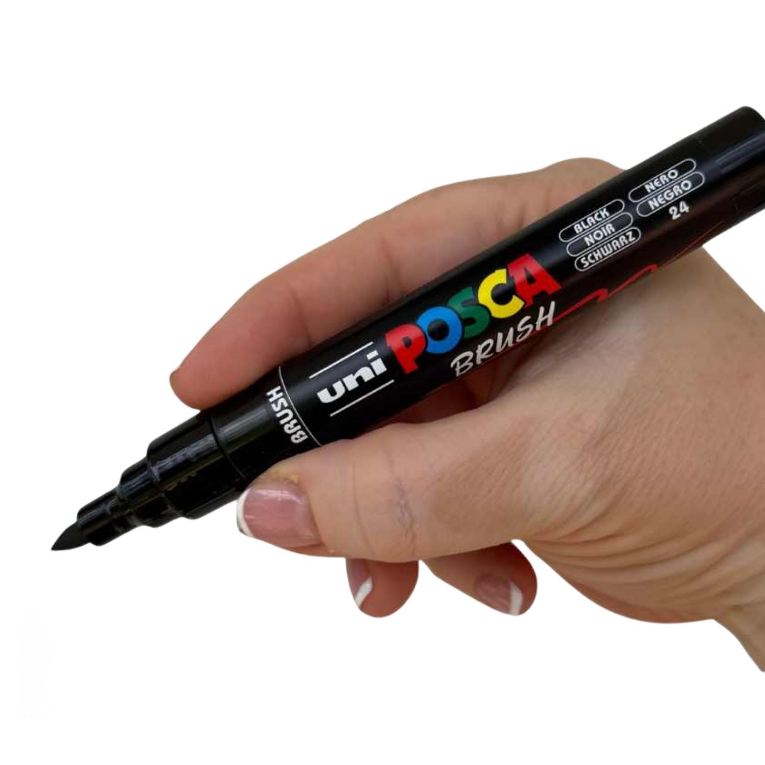 POSCA 5BR BRUSH TIP Paint Markers Pack of 4 - Black/White image 3
